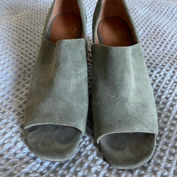 Franco Sarto Ellison Shooties Leather Green Heels - Picture 3 of 4